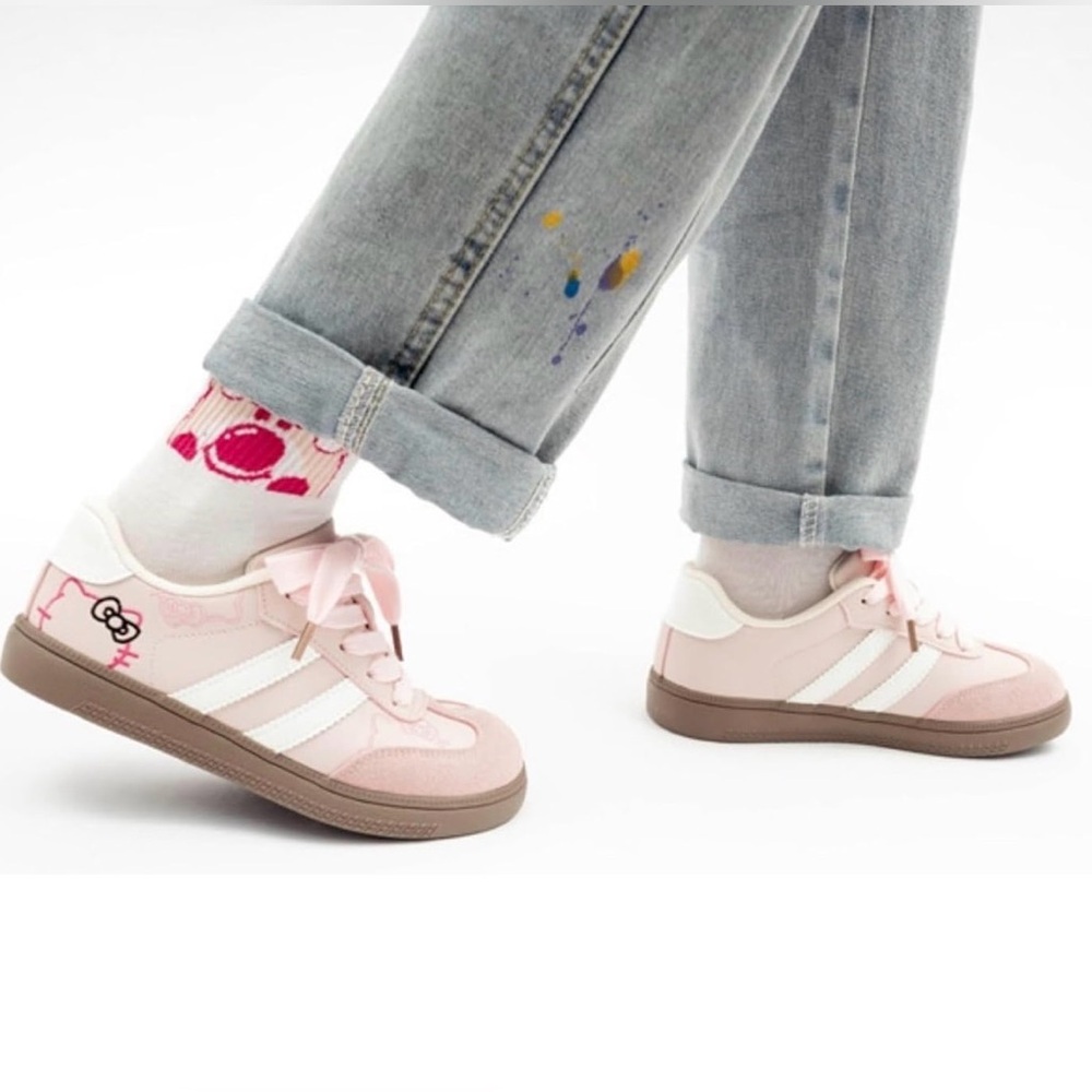Pink and White Chunky Cat Aesthetic Shoes